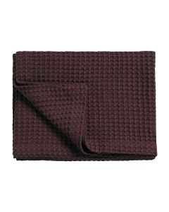 Wafeldeken Paars rood, aubergine kleur , 100%  katoen zomerdeken, plaid sprei